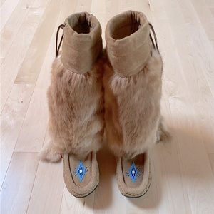 ✨ Vintage Fur Suede Moccasins Boots